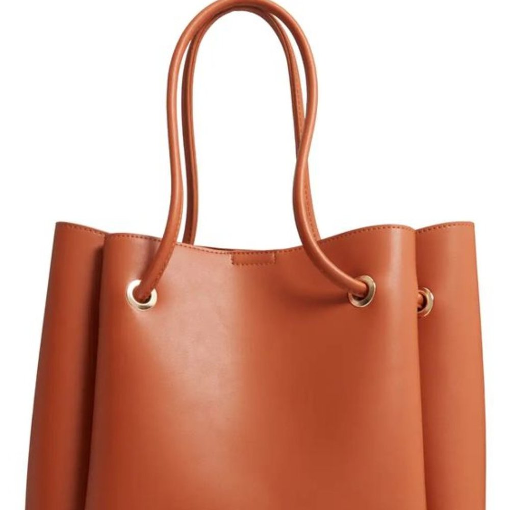 BP Faux Leather Accordion Tote Camel